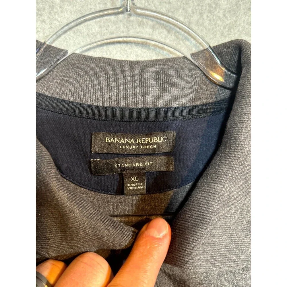 Banana Republic Polo Shirt Men's XL Heather Black‎ 100% Cotton Short Sleeve Golf